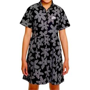Nike Printed Dress Kids Girls Black Short-Sleeve 1/4 Zip Size XL
